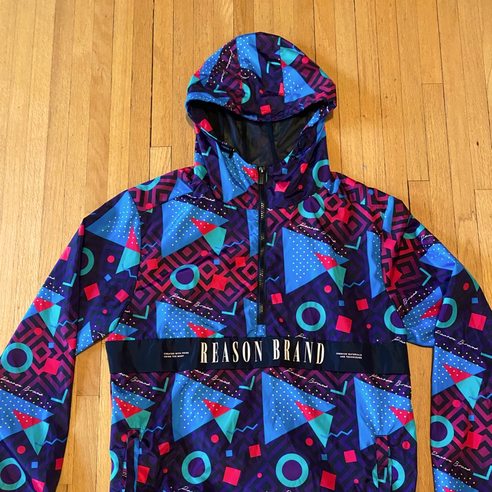 Reason Brand Pullover Hoodie Windbreaker Jacket Retro